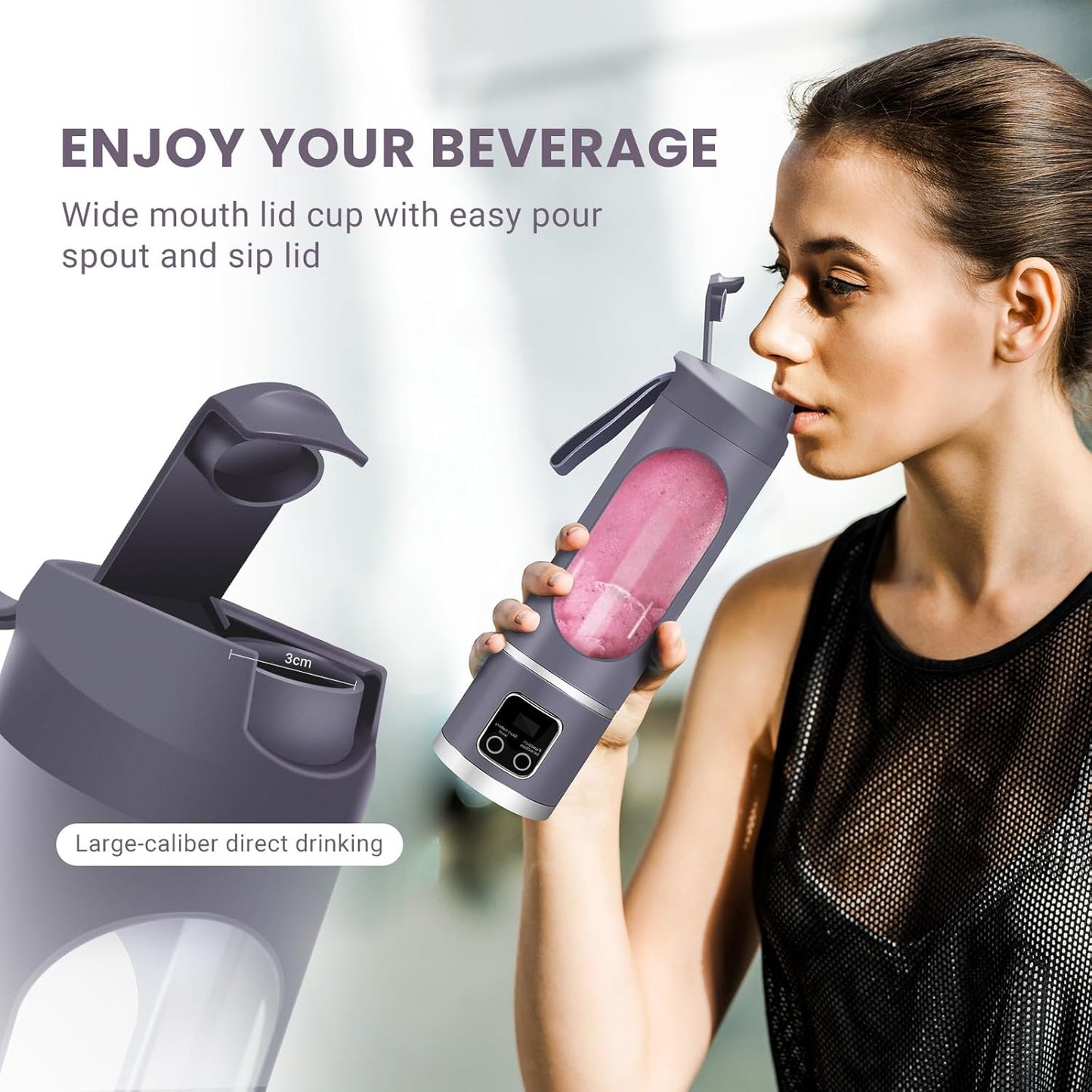 Compact 450 ml Portable Juicer – USB Rechargeable, Powerful Blending for Smoothies, Juices & Shakes