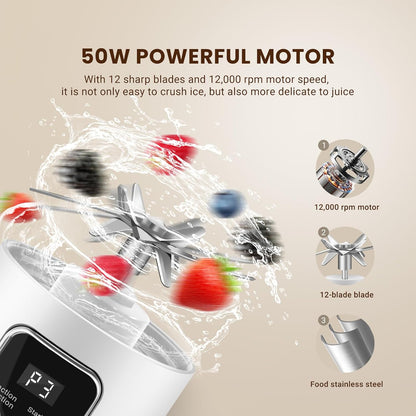Compact 450 ml Portable Juicer – USB Rechargeable, Powerful Blending for Smoothies, Juices & Shakes