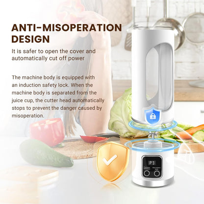 Compact 450 ml Portable Juicer – USB Rechargeable, Powerful Blending for Smoothies, Juices & Shakes